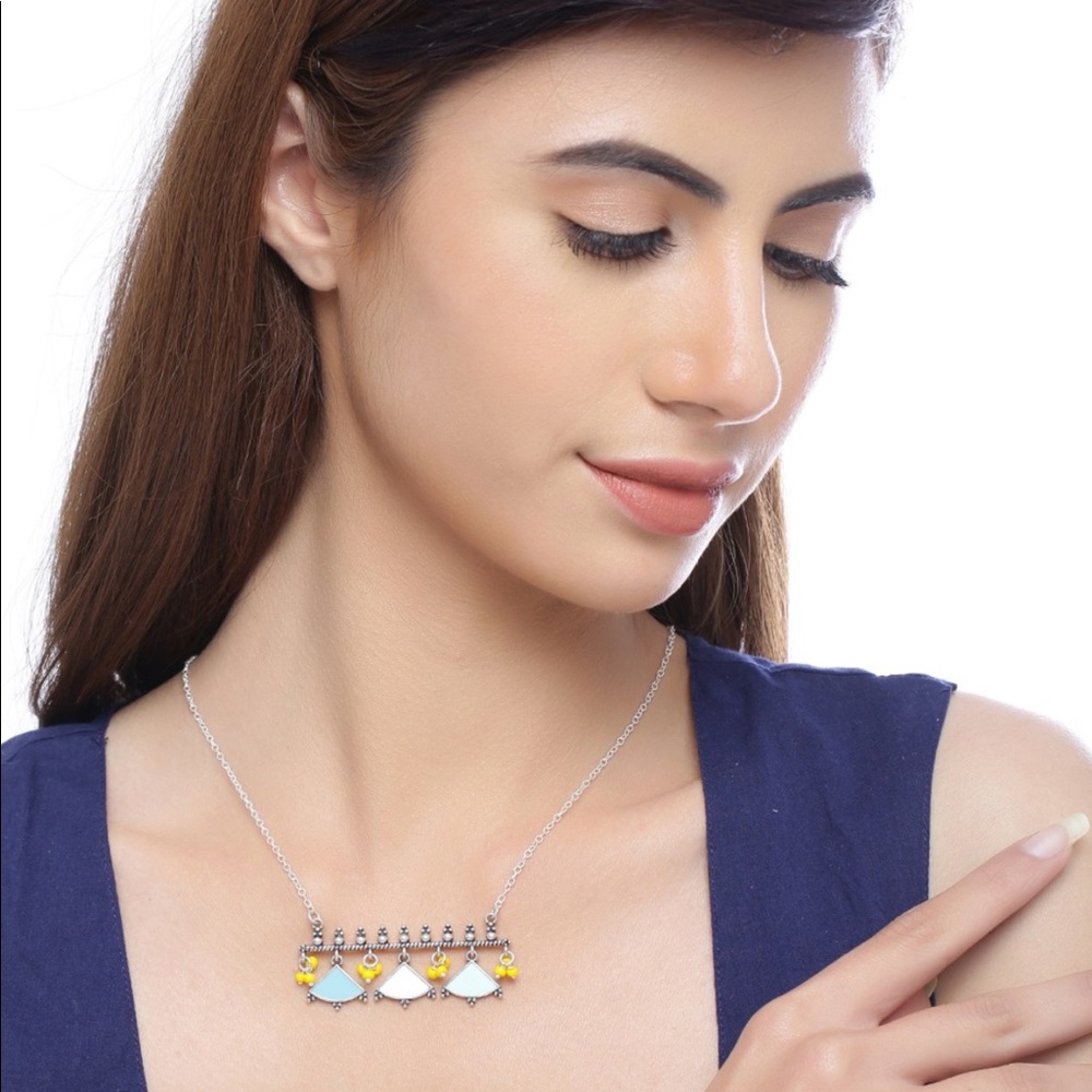 Silver Plated Brass Enamelled Necklace